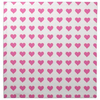 Elegant Hot Pink Hearts On White Background Printed Napkin