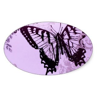 Elegant Purple Butterfly Wedding Shower Oval Sticker