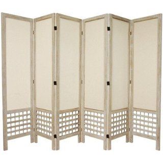 Open Lattice Fabric Room Divider in Burnt White Number of Panels 6   Panel Screens
