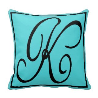 K INITIAL PILLOW   Letter K on Aqua Background