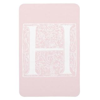 Vintage Letter N Monogram Rose Pink "H" Initials Flexible Magnets