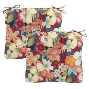 Hampton Bay Hideaway Floral Tufted Outdoor Seat Pad (2 Pack) 7200 02001100