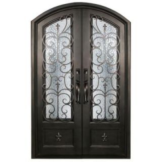 Iron Doors Unlimited Orleans 3/4 Lite Painted Light Bronze Decorative Wrought Iron Entry Door IO7498RELW