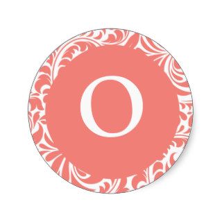 Monogram O Light Coral Customizable Wedding Monogr Round Sticker