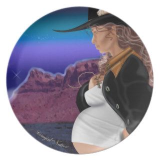 Pregnant Cowgirl, Designer Plate