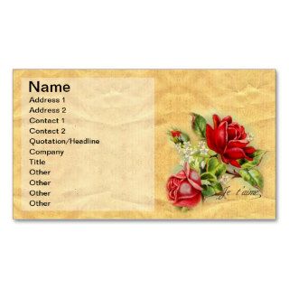 Beautiful romantic elegant vintage red roses business card