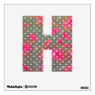 Letter H   Floral with Polka Dot Wall Decal