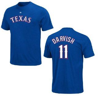 Texas Rangers Yu Darvish Royal Blue MENS Name and Number T Shirt  Baseball Apparel  Sports & Outdoors