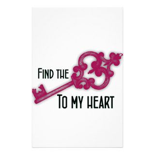 Find the Key to My Heart Stationery Design