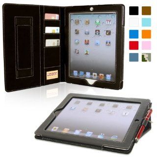 Snugg iPad 2 Executive Leather Case in Black   Flip Stand Cover with Card Slots, Pocket, Elastic Hand Strap and Premium Nubuck Fibre Interior   Automatically Wakes and Puts the Apple iPad 2 to Sleep Computers & Accessories