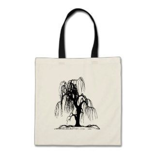 4920 SCARY WEEPING WILLOW TREE BLACK SILHOUETTE GR CANVAS BAGS