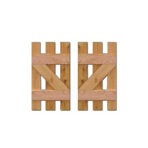 Design Craft MIllworks 12 in. x 31 in. Baton Spaced Z Board and Batten Shutters (Natural Cedar) Pair 420282