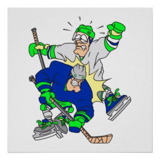 funny ice hockey collision graphic poster