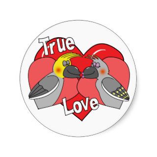 Lovebirds Cartoon Cockatiels Round Stickers