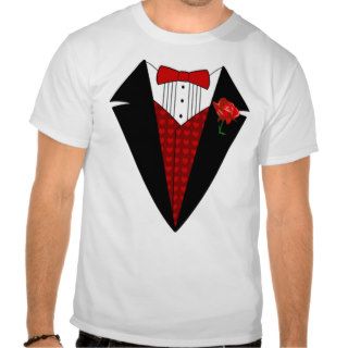 OPUS White Tuxedo with Red Rose Shirt