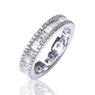 1.35ct Prong Set Round & Baguette Diamond Full Eternity Ring in 18ct White Gold, Ring Size 8.5 David Ashley Jewelry