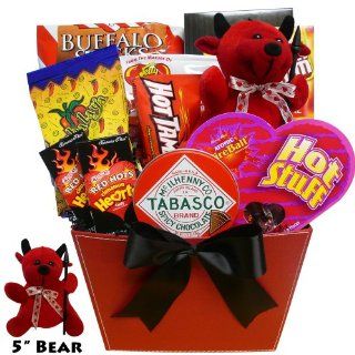 You Little Devil Hot & Sweet Snack Valentine's Gift Basket with Teddy Bear 