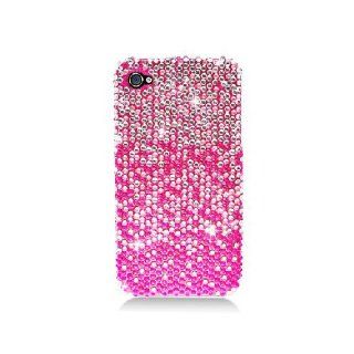 Apple iPhone 4 4S Bling Gem Jeweled Jewel Crystal Diamond Pink Silver Waterfall Cover Case Cell Phones & Accessories
