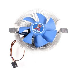 Blue Plastic 7 Fan Blades Silver Tone Aluminum CPU Heatsink Cooler for Intel AMD Computers & Accessories