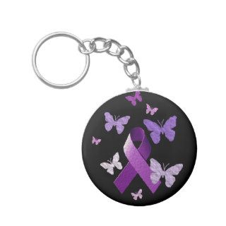 Purple Awareness Ribbon Key Chain