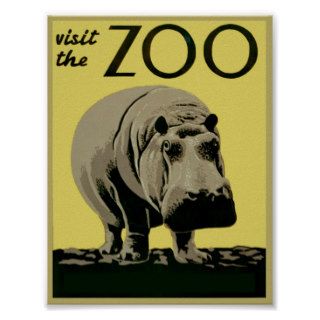 Visit the Zoo Hippopotamus Poster