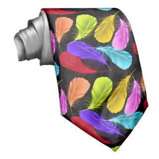 Bold Vivid Wild Colored Feathers On Black Ties