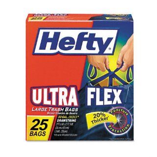 Hefty Products   Hefty   Ultra Flex Waste Bags, 30 Gallon, 30 x 33, 1.3 mil, Black, 25/Box   Sold As 1 Box   Strong and stretchable.   Drawstring tie quickly and easily seals messy garbage.   Thick plastic features interlocking texture design and puncture 