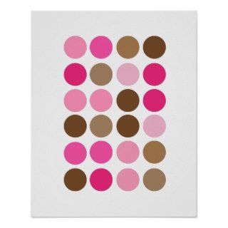 Pink & Brown Dots Modern Art Pattern Abstract Poster