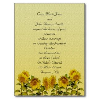 Sunflower  Wedding Invitation Postcards