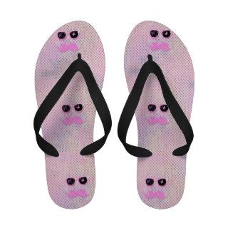 Funny Mustache Hipster Glasses Pink Polka Dots Sandals