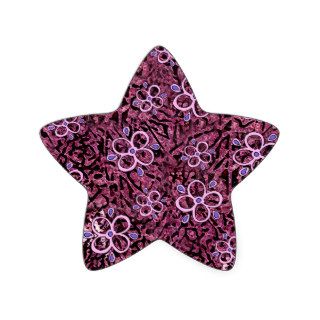 Burgundy Abstract Pattern with Pink Flowers Sticker