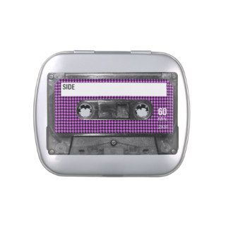 Purple and Black Houndstooth Label Cassette Jelly Belly Tin