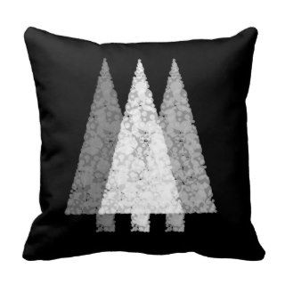 Three Trees in Black and White. Throw Pillow
