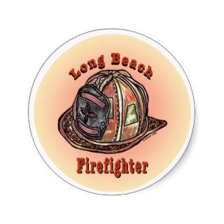 Long Beach Firefighter Round Stickers