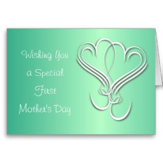 Two Hearts First Mothers Day Emerald Green Card