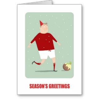 FOOTBALL/SOCCER HAPPY CHRISTMAS, RED & WHITE GREETING CARDS