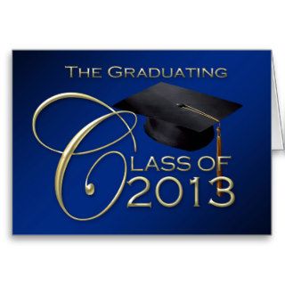 2013 Blue Script Graduation Greeting Cards