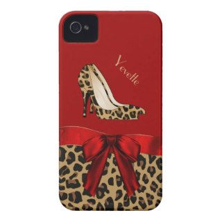 Fashionable Red & Jaguar Print iPhone 4 Case