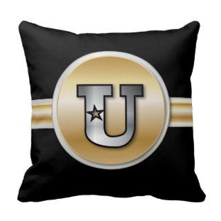 Monogrammed gold and silver effect letter U Pillows