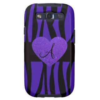 Purple zebra stripes monogram heart samsung galaxy s3 covers
