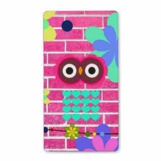 Cute Whimsical Pink Owl Teal Heart Boho Chic Custom Shipping Labels