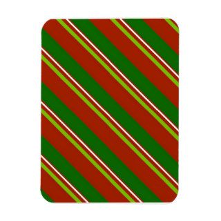 Christmas Diagonal Stripes Rectangle Magnets