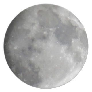 Grey moon in black sky dinner plates
