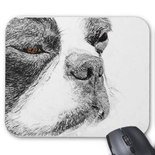 Boston Terrier Pencil Sketch w/color Mouse Pad