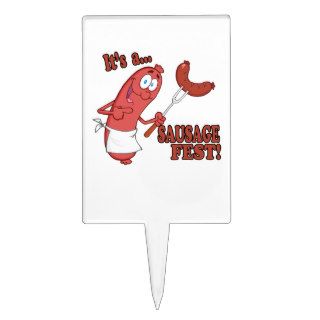 Its a Sausage Fest Funny Sausage Cooking Cartoon Cake Toppers