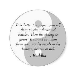 Famous Buddha Quotes   Conquer Yourself Round Sticker