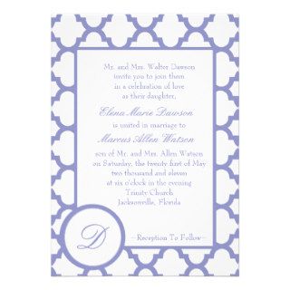 Violet Quatrefoil Monogram Wedding Invitation