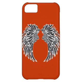 Bling Angel Wings on Tangerine Orange Cover For iPhone 5C
