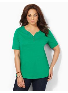 Catherines Plus Size Fresh Medley Top   Womens Size 0X, Green Escape