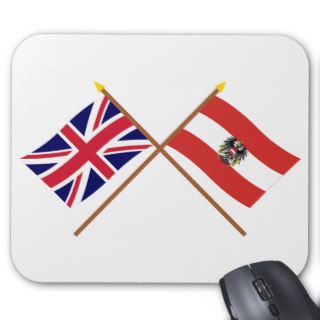UK and Austria Crossed Flags Mouse Pad
